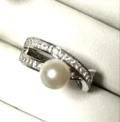 フォーマル✨本真珠　あこや真珠リング　パール　結婚式　入学式　入園式　シルバー