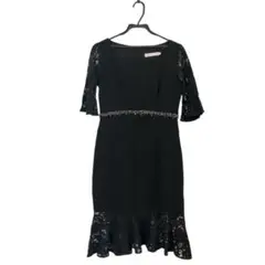 【サイズ6】ERUKI ブラック ドレス レース袖