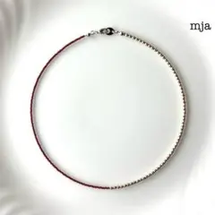 New✧˖° レッドコーラル×シルバー　バイカラーネックレス