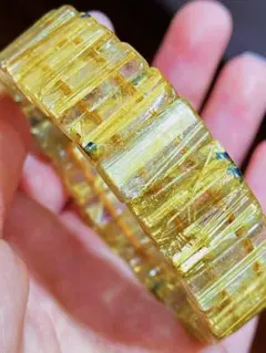 ⭐︎【天然】ゴールドタイチンルチル クォーツ ブレスレット バングル 45g