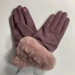 未使用タグ付　 ITS' DEMO　スマホ対応　ファー付手袋　グローブ ピンク