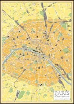 2011パリ市内地図（フレーム付） パリの地図ポスター フレーム付 PARIS 古都 インテリアの通販 by