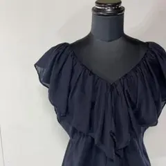 IENA 切替 ワントーン フリル ギャザー フレンチスリーブ ブラウス