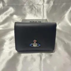 新品VivienneWestwood黒 ブラック 銀色オーブ 三つ折り財布 人気