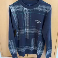Callaway チェック柄セーター Mサイズ ネイビー