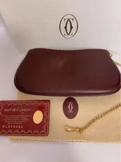 カルティエCartier コインケース　小銭入れ　ポーチ　チェーンストラップ付き