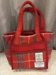 美品　deuxC ハリスツイード トートバック　タータン　チェック　レッド　希少
