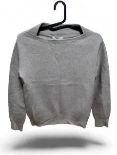 NATURAL BEAUTY BASIC グレー M リブ編み長袖セーター