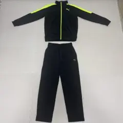 【中古】Puma ジャージ上下セット（160）ブラック/ネオンイエロー