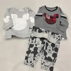 ミッキーマウスのトップス2点とパンツ1点のセット