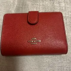 COACH 二つ折り財布 レッド　美品のサムネイル