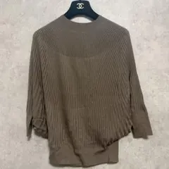 イネド ニット セーター M ブラウン キュプラ混 ゆったり 体型カバー 上品