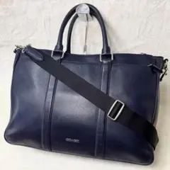 COACH ビジネスバッグ ブルー レザー - メルカリ