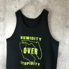 A4211古着　タンクトップ　黒　ノースリーブ　カットオフ　90s Y2K