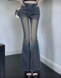 shein DAZY ウォッシュ加工　フレアレッグジーンズ　22664127