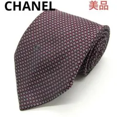 シャネル ネクタイ ココマーク 小紋柄 ドット柄 シルク イタリア　PO グレー