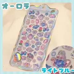オーロラ　立体シール　ライトブルー　うさぎ　ボンボンドロップシール　ぷっくり