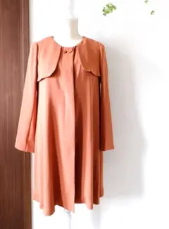 w【ノンサンス】オレンジブラウン 襟付きスプリングコート トレンチコート/秋/春