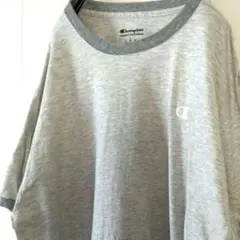 チャンピオン Champion ロゴ刺繍 Tシャツ L 灰色 古着オールド