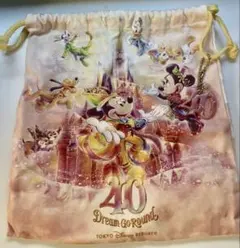 即日発送　東京ディズニーリゾート 40周年 巾着袋 チャーム付きのサムネイル