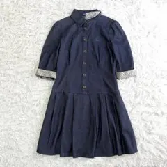 【美品】バーバリーブルーレーベル デニムワンピース ノバチェック 36 刺繍