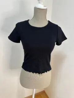 【タグ付】　フォーエバー21  半袖　カットソー　黒　ショート丈　M