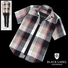 新品 M ブラックレーベル クレストブリッジ CBチェック リネン混 半袖シャツ