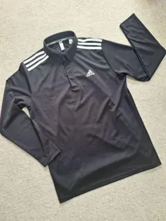 超美品!♥adidas ♥長袖ポロシャツ ブラック×ホワイト【O】