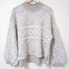 ハイネック 柄 ニット ベージュ ハニーズ GU ユニクロ しまむら アベイル