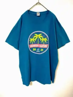 ギルダン　Tシャツ　メンズL　ブルージーン色　綿100％　プリント