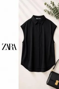 ZARA ノースリーブシャツ ブラック オーバーサイズ ロング丈のサムネイル