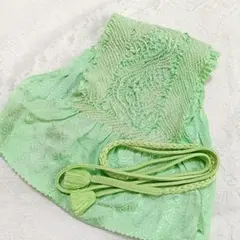 C2 帯揚げ 帯締め セット しぼり緑