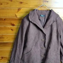 テーラードジャケット　ブルゾン　ステッチ風　刺繍　レトロ　ヴィンテージ　M　古着