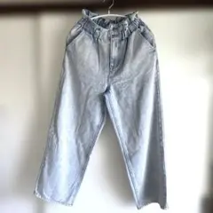 【NAVY】ハイウエスト デニムパンツ☆ライトブルー☆ワイド☆Mサイズのサムネイル