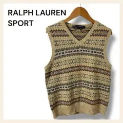 RALPH LAUREN SPORT フェアアイル柄ニットベスト L 綿麻ウール