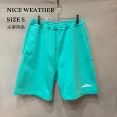 未使用品 NICE WEATHER スウェット ロゴショーツ ミントグリーン Sのサムネイル