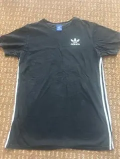 adidas 黒 半袖Tシャツ ストライプサイド