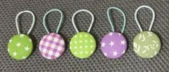 ハンドメイド　くるみボタンヘアゴム5コ