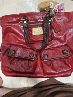 極美品 COACH コーチ ポピー トートバッグ poppy チェック柄 ピンク