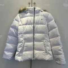 ホワイトダウンコート フード付き