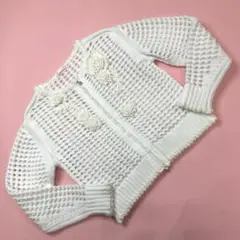 【試着のみ】インゲボルグ 白 花モチーフ 透かし編みニットブルゾン/2022年