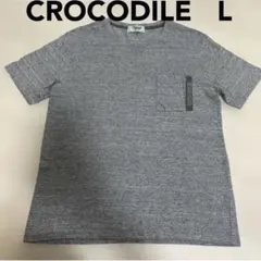 クロコダイル 半袖 Tシャツ L グレー 杢調 胸ポケット ワンポイントロゴ古着のサムネイル