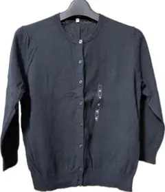 【新品未使用】無印良品 綿100% UVカット クルーネックカーディガン 黒 M