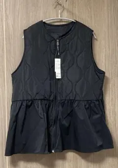 RIVIETTA ペプラム ベスト ブラック Ｌ 新品 しまむら