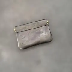 ダークシルバー　レザー　バネ口金　コインケース　ハンドメイド