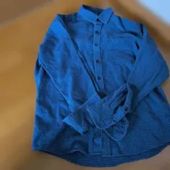 GU 青と茶色のチェック柄長袖シャツ