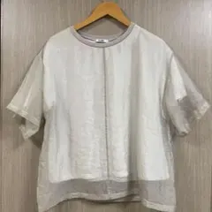 ジーラ　GeeRA 半袖シフォン重ね着Tシャツ　Lサイズのサムネイル