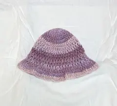 ハンドメイド　帽子　グラデーション　ピンク