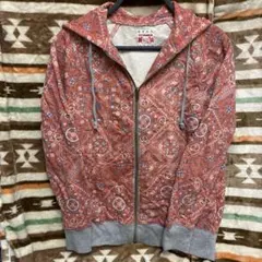 TITICACA オレンジ系模様入りパーカー