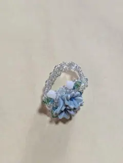 2個セット 水色＆花モチーフリング